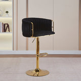 Height Adjustable Velvet Swivel Bar Stool