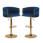 Height Adjustable Velvet Swivel Bar Stool