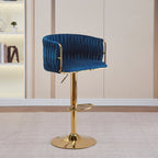 Height Adjustable Velvet Swivel Bar Stool