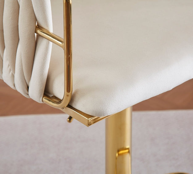 Height Adjustable Velvet Swivel Bar Stool