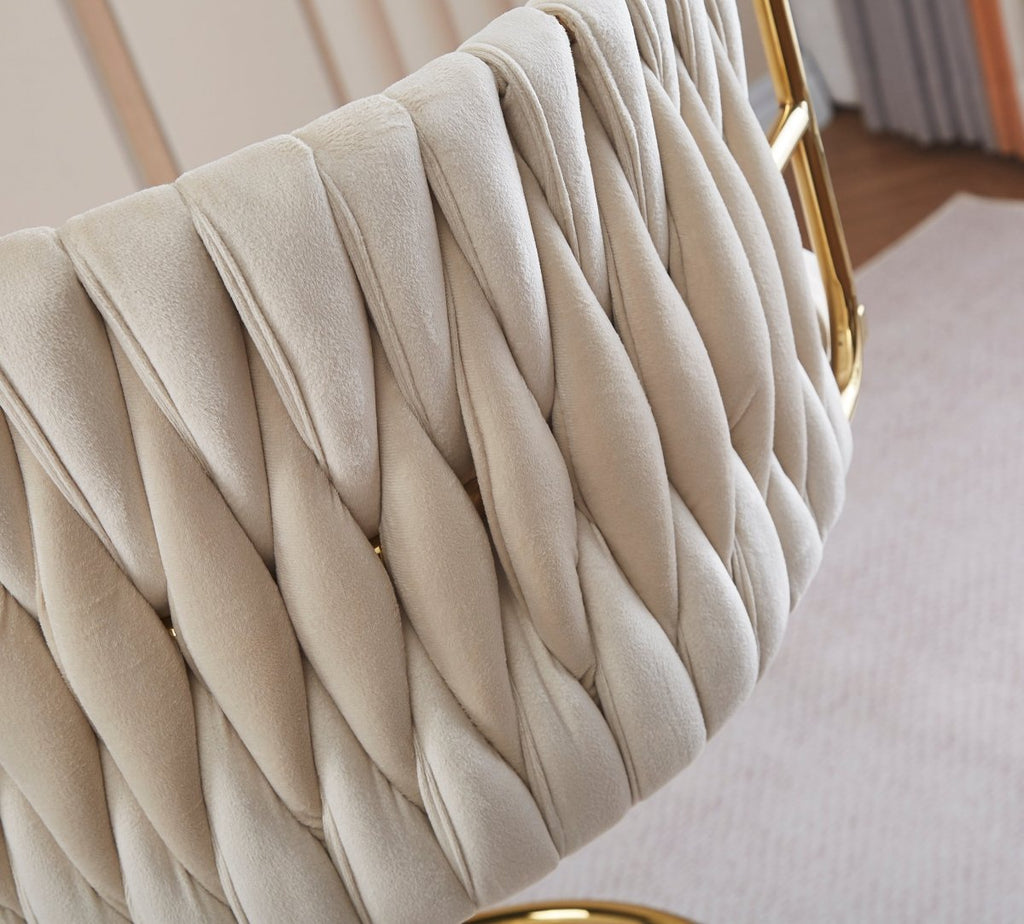 Height Adjustable Velvet Swivel Bar Stool