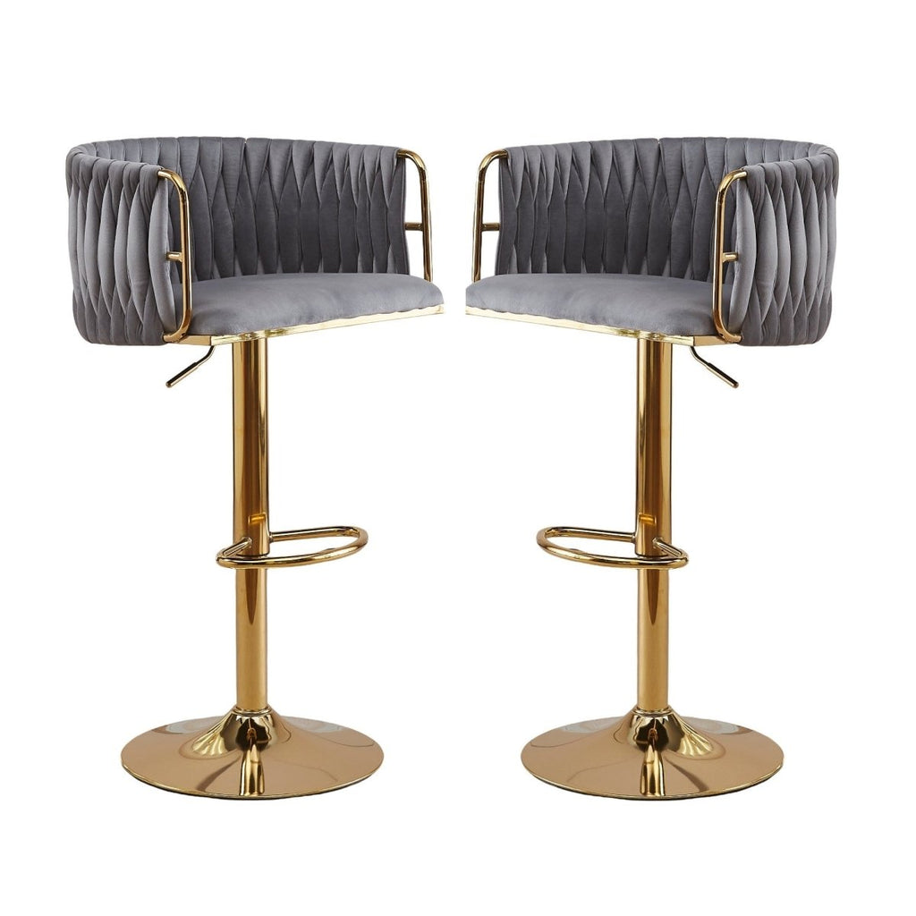 Height Adjustable Velvet Swivel Bar Stool