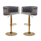 Height Adjustable Velvet Swivel Bar Stool