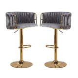 Height Adjustable Velvet Swivel Bar Stool