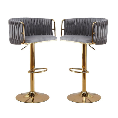 Height Adjustable Velvet Swivel Bar Stool