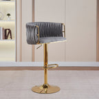 Height Adjustable Velvet Swivel Bar Stool