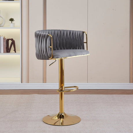 Height Adjustable Velvet Swivel Bar Stool