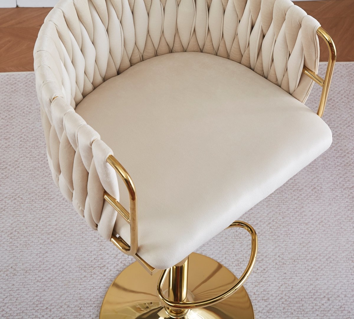 Height Adjustable Velvet Swivel Bar Stool