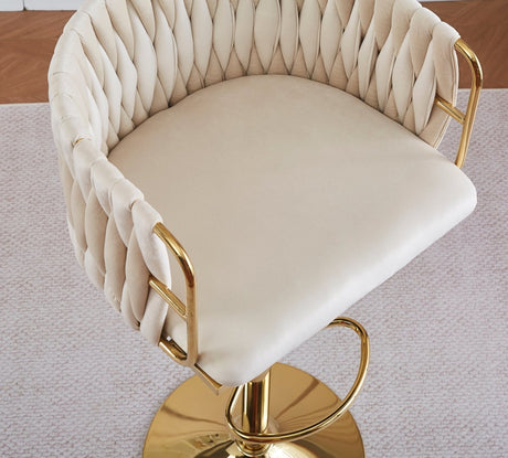 Height Adjustable Velvet Swivel Bar Stool