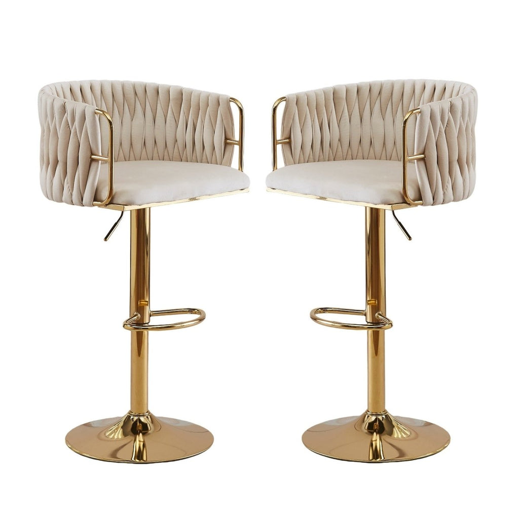 Height Adjustable Velvet Swivel Bar Stool