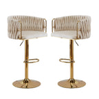 Height Adjustable Velvet Swivel Bar Stool