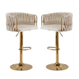 Height Adjustable Velvet Swivel Bar Stool