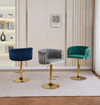 Height Adjustable Velvet Swivel Bar Stool
