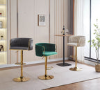 Height Adjustable Velvet Swivel Bar Stool