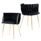 Modern Hand-Woven Velvet Dining Accent Chair