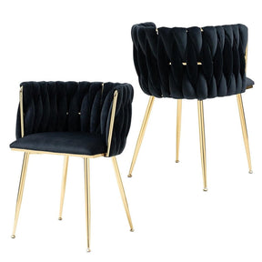 Modern Hand-Woven Velvet Dining Accent Chair