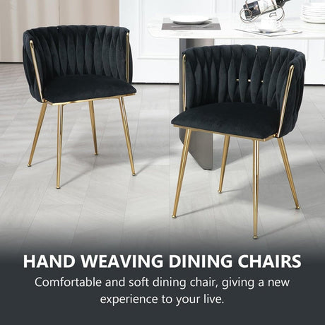 Modern Hand-Woven Velvet Dining Accent Chair