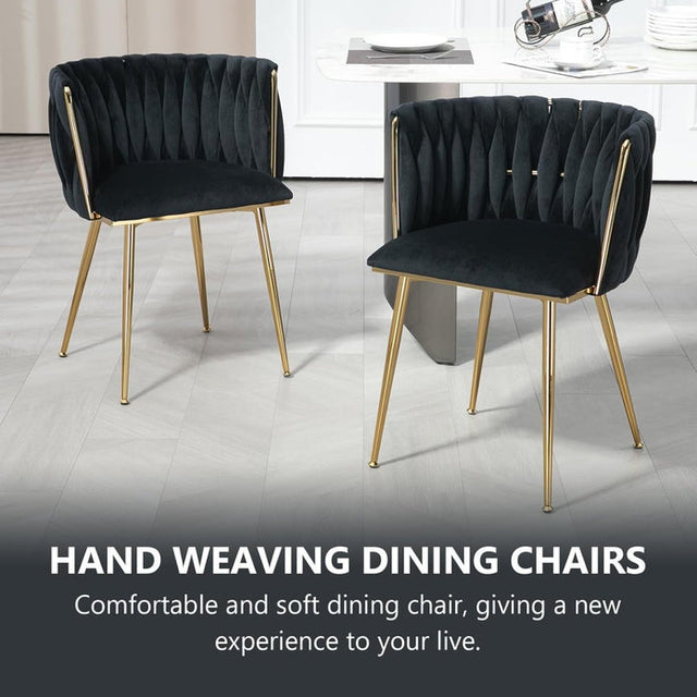 Modern Hand-Woven Velvet Dining Accent Chair