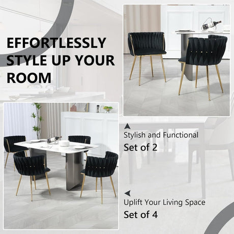 Modern Hand-Woven Velvet Dining Accent Chair