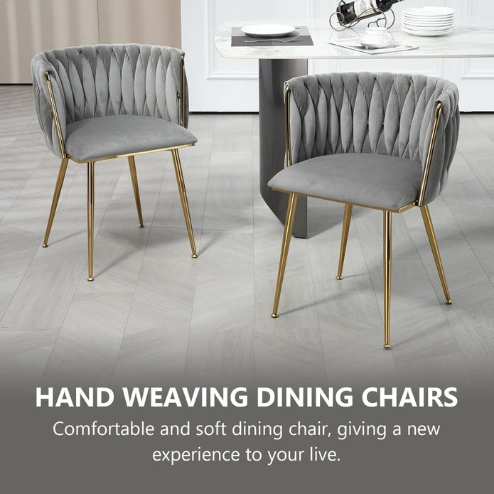 Modern Hand-Woven Velvet Dining Accent Chair