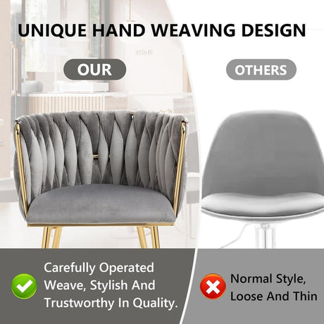 Modern Hand-Woven Velvet Dining Accent Chair