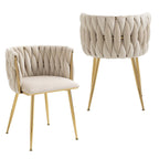 Modern Hand-Woven Velvet Dining Accent Chair