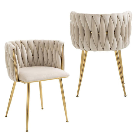 Modern Hand-Woven Velvet Dining Accent Chair