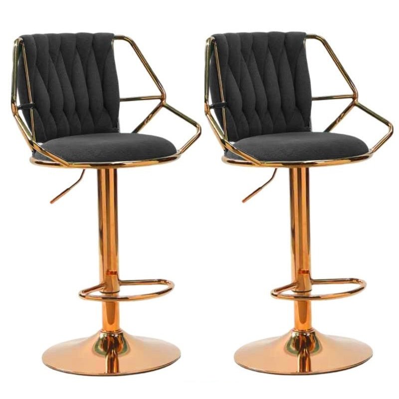 Elegant Velvet Barstools with Golden Base