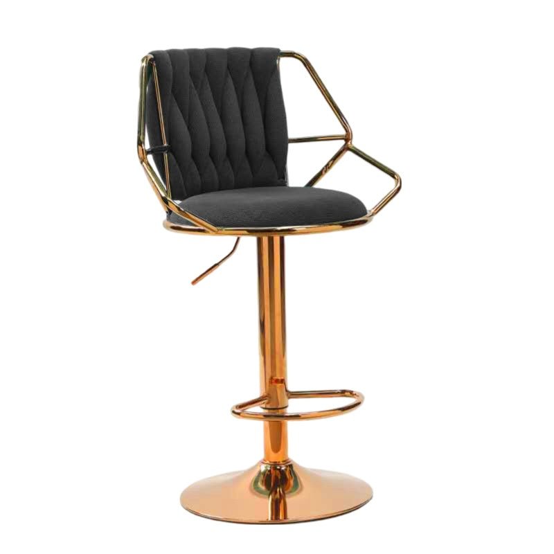 Elegant Velvet Barstools with Golden Base
