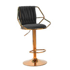 Elegant Velvet Barstools with Golden Base