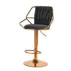 Elegant Velvet Barstools with Golden Base