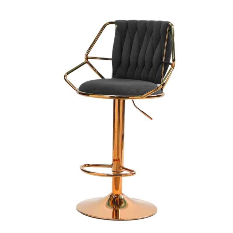 Elegant Velvet Barstools with Golden Base