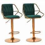 Elegant Velvet Barstools with Golden Base