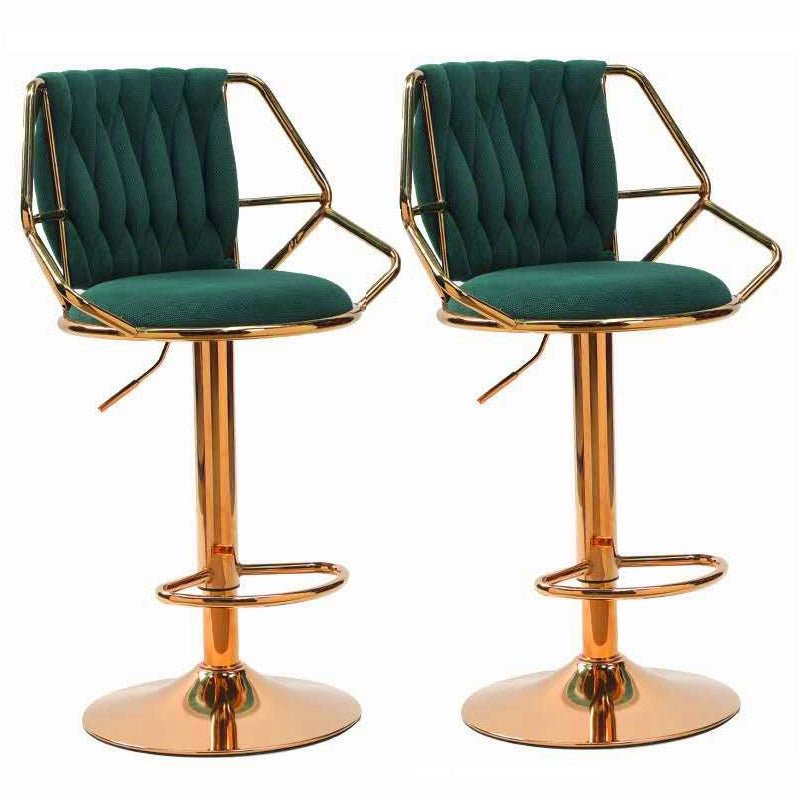 Elegant Velvet Barstools with Golden Base