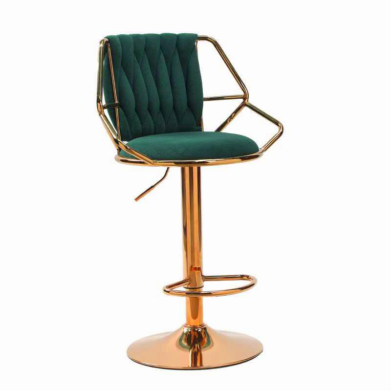 Elegant Velvet Barstools with Golden Base