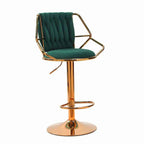 Elegant Velvet Barstools with Golden Base