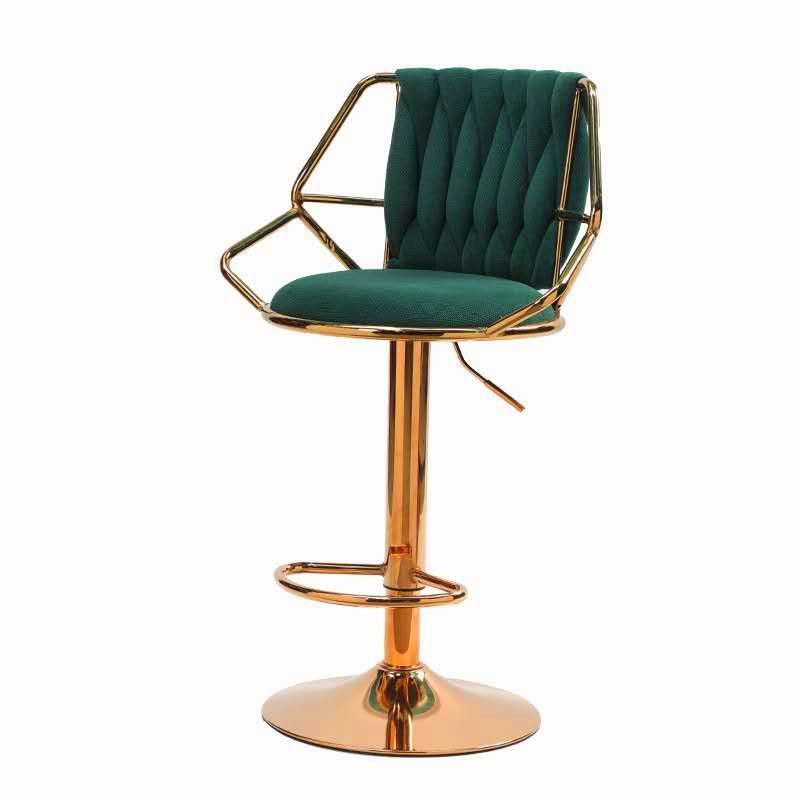 Elegant Velvet Barstools with Golden Base