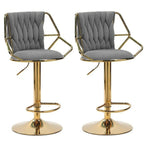 Elegant Velvet Barstools with Golden Base