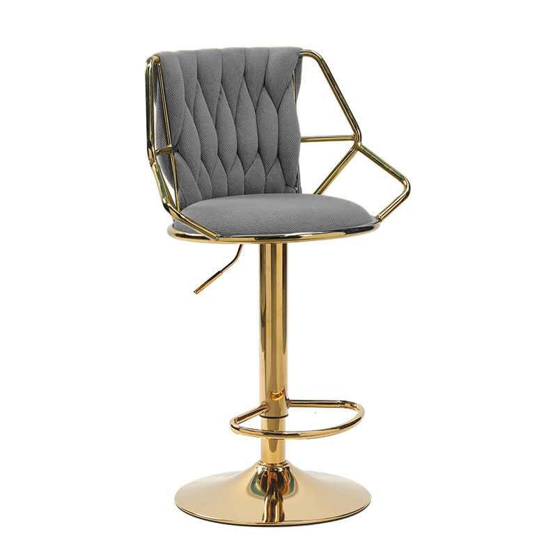 Elegant Velvet Barstools with Golden Base