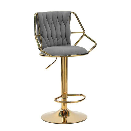 Elegant Velvet Barstools with Golden Base
