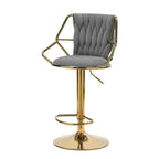 Elegant Velvet Barstools with Golden Base