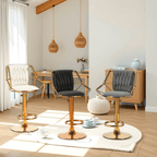 Elegant Velvet Barstools with Golden Base