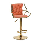 Elegant Velvet Barstools with Golden Base