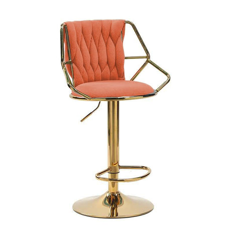 Elegant Velvet Barstools with Golden Base