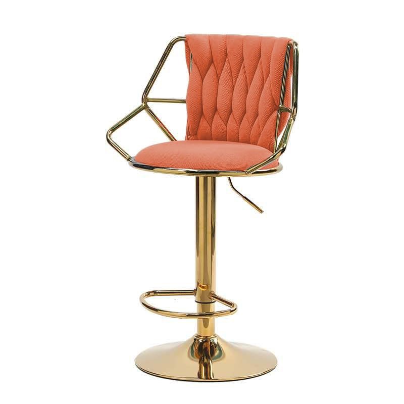 Elegant Velvet Barstools with Golden Base