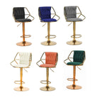 Elegant Velvet Barstools with Golden Base
