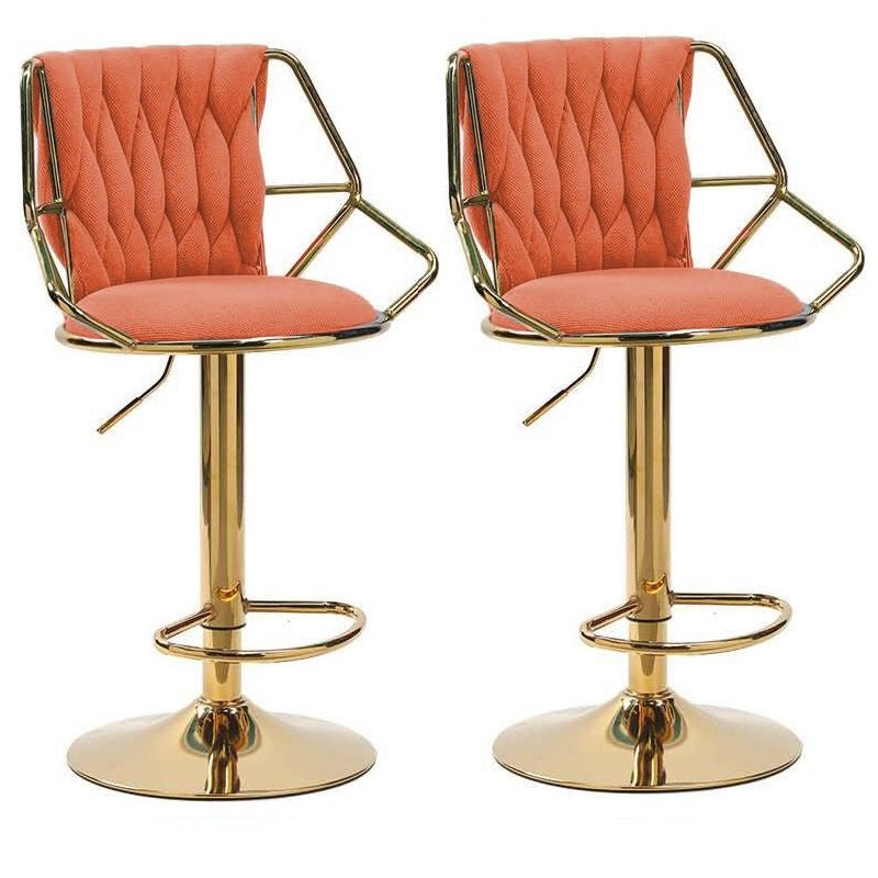 Elegant Velvet Barstools with Golden Base