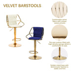 Elegant Velvet Barstools with Golden Base