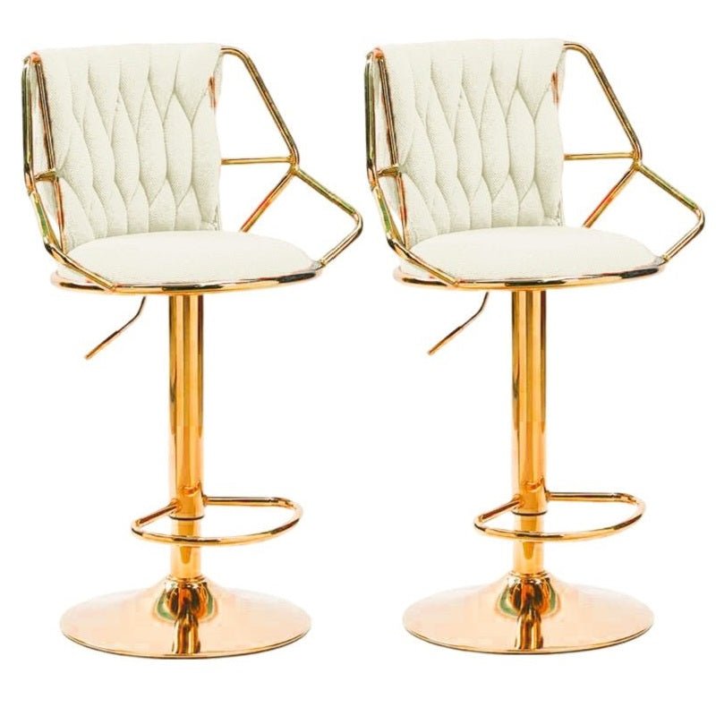 Elegant Velvet Barstools with Golden Base