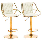 Elegant Velvet Barstools with Golden Base